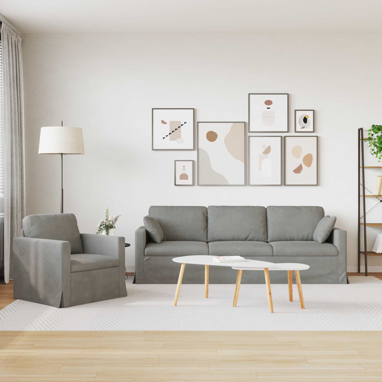 Set sofe 2 pcs Svijetlo siva 228 x 78 x 80 cm Baršun