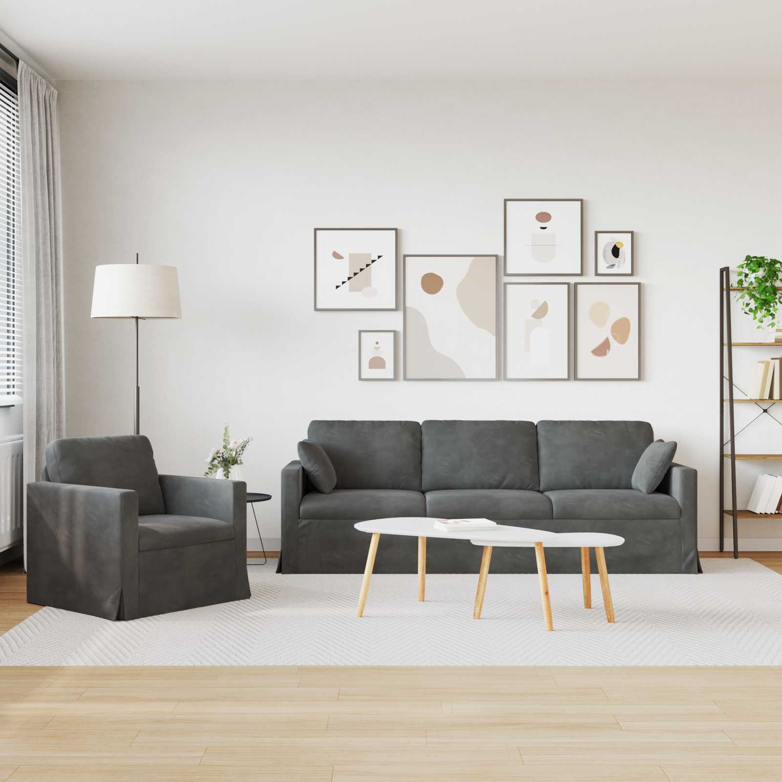 Set sofe 2 pcs Tamno siva 228 x 78 x 80 cm Baršun