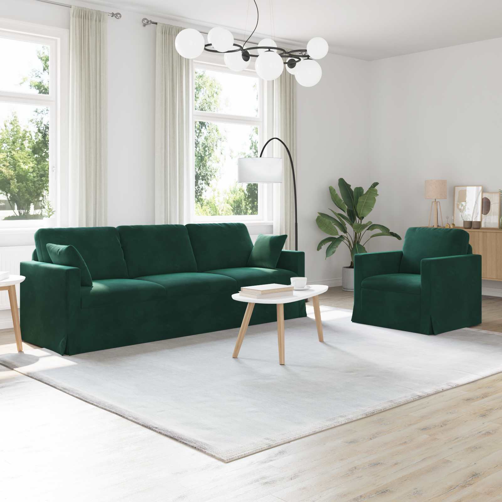 Set sofe 2 pcs Tamnozelena 228 x 78 x 80 cm Baršun