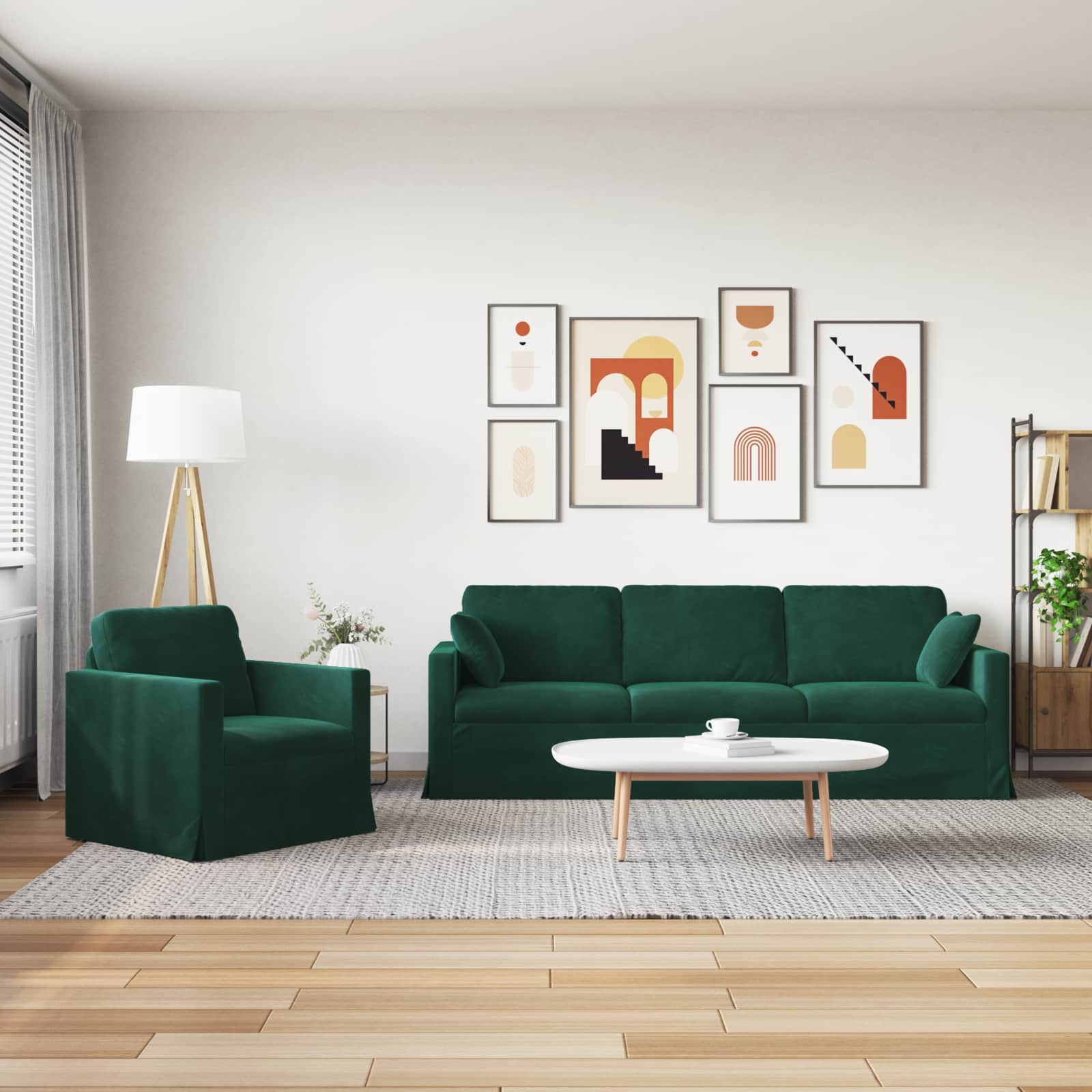 Set sofe 2 pcs Tamnozelena 228 x 78 x 80 cm Baršun