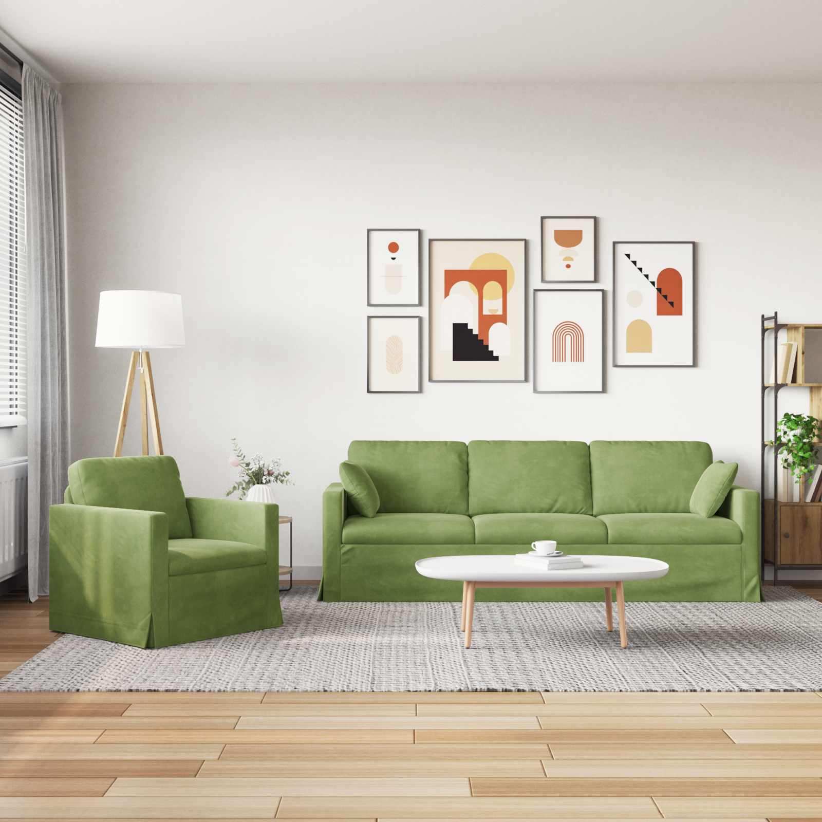 Set sofe 2 pcs Svijetlo zelena 228 x 78 x 80 cm Baršun
