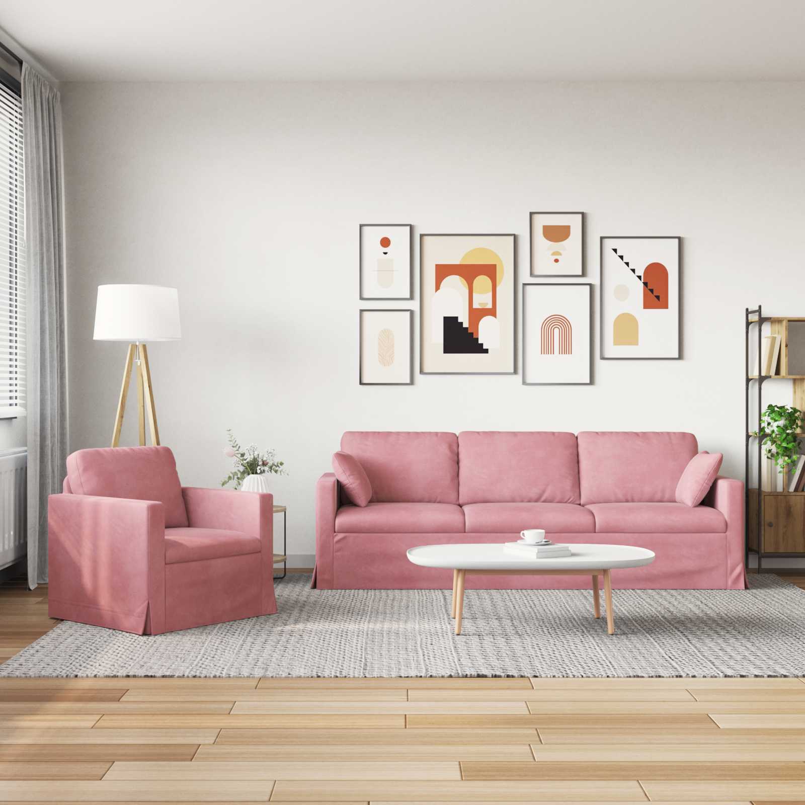 Set sofe 2 pcs Ružičasta 228 x 78 x 80 cm Baršun