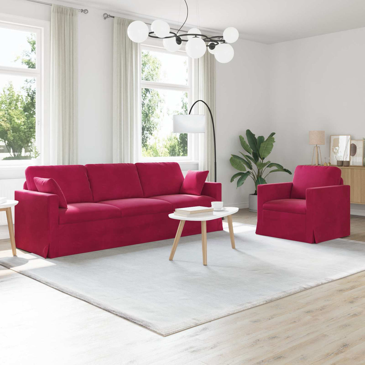 Set sofe 2 pcs Svijetlo siva 138 x 78 x 80 cm Baršun