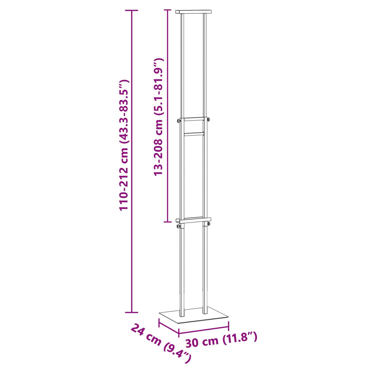 Stalci za sajmove 2 pcs Zlatno 30 x 23,5 x 210 cm Čelik