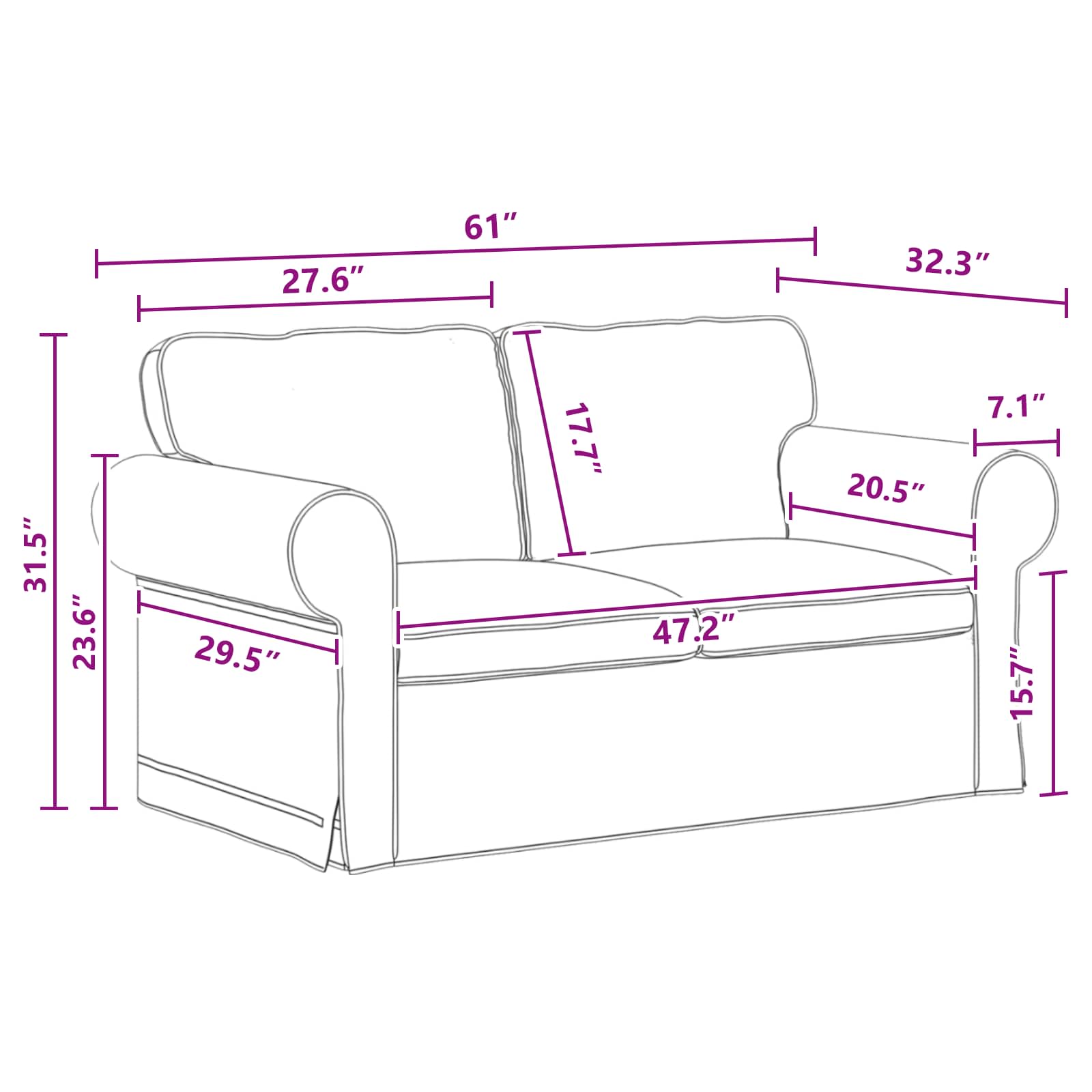 Sofa Tamno siva 155 x 82 x 80 cm tkanina