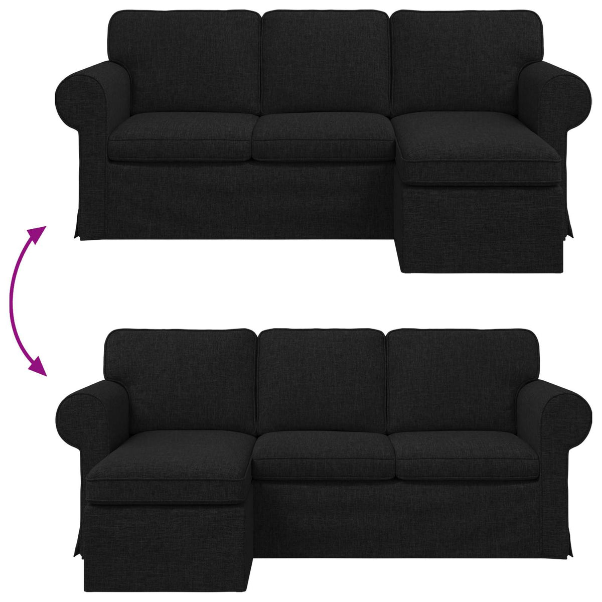Sofa Crna 195 x 138 x 80 cm tkanina