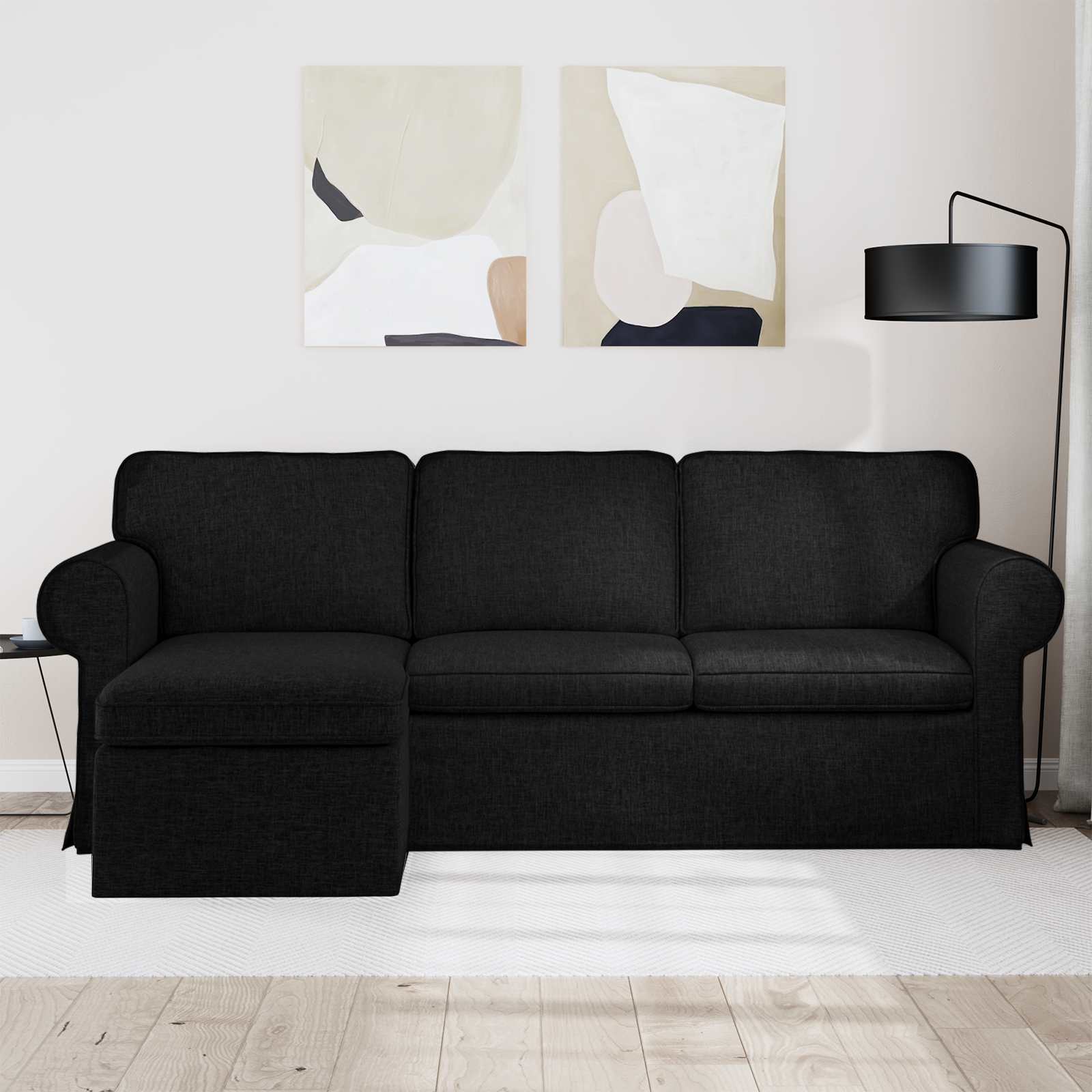 Sofa Crna 215 x 138 x 80 cm tkanina
