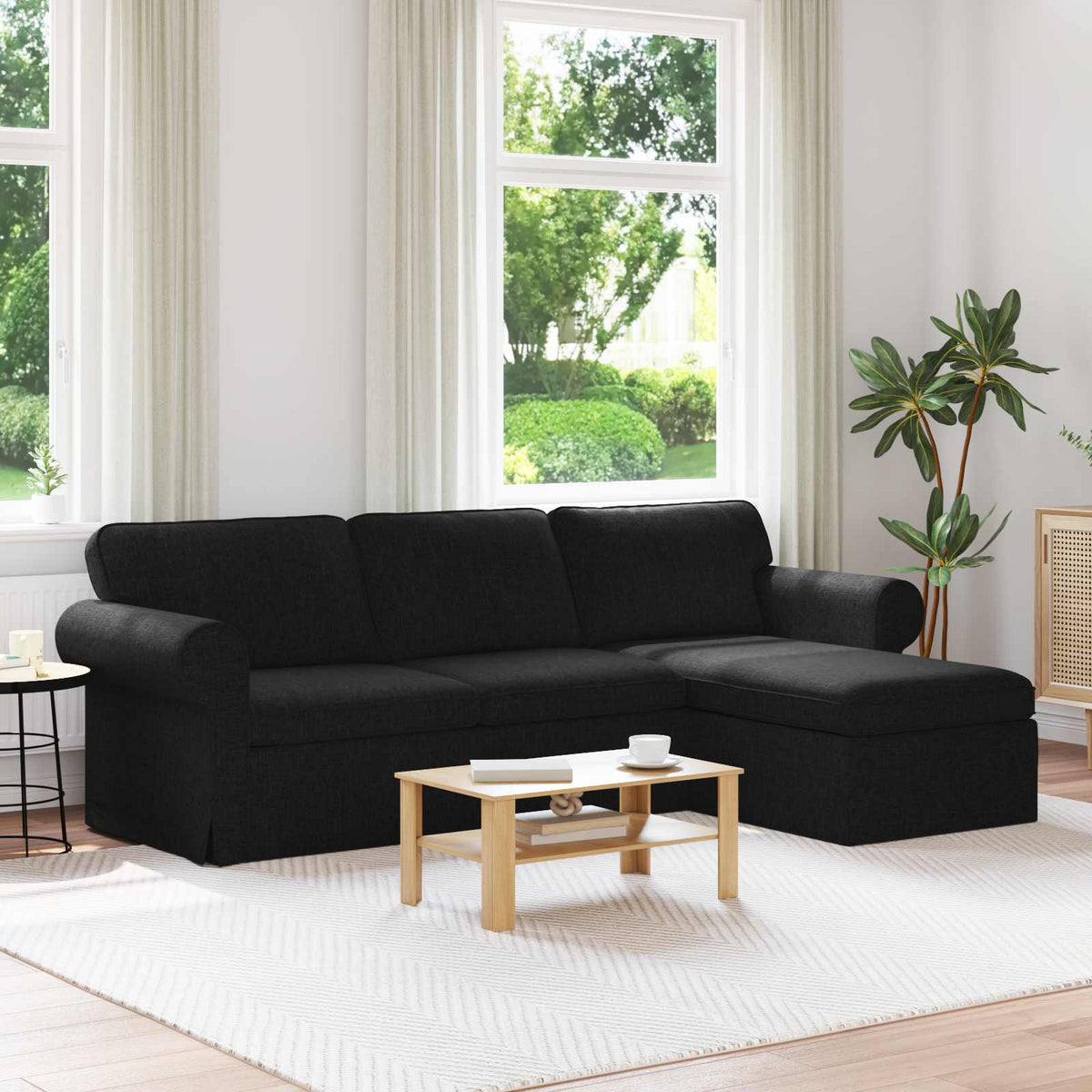 Sofa Crna 245 x 138 x 80 cm tkanina