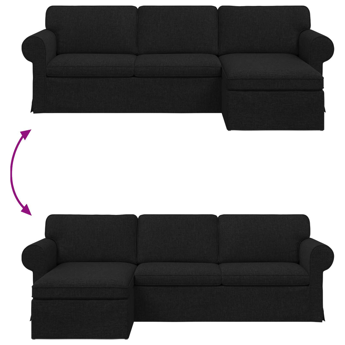 Sofa Crna 245 x 138 x 80 cm tkanina