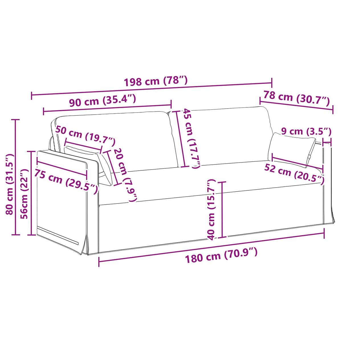 Sofa Crna 158 x 78 x 80 cm tkanina