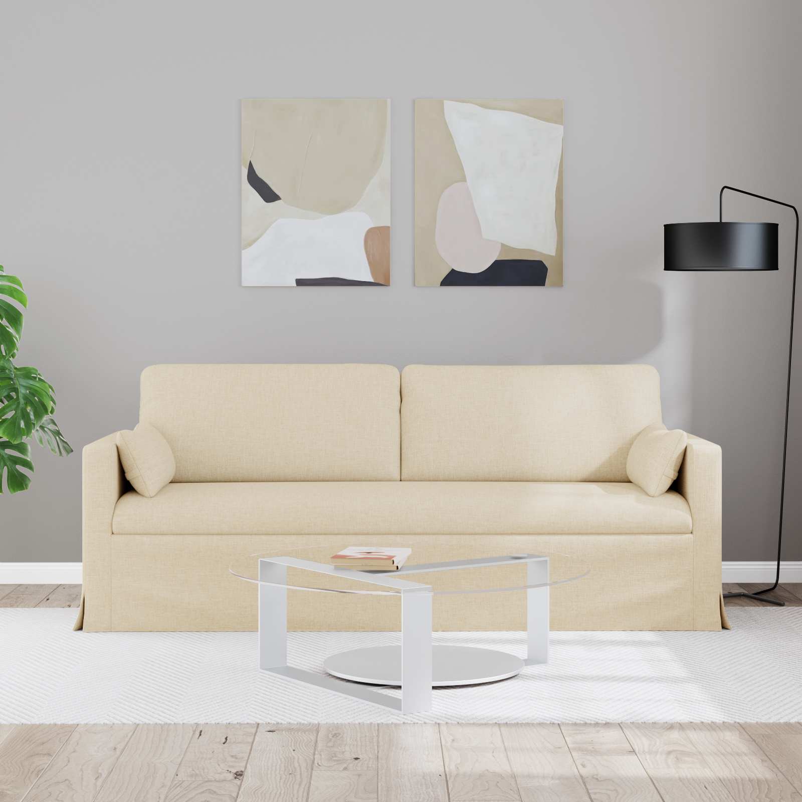 Sofa Krema 198 x 78 x 80 cm tkanina