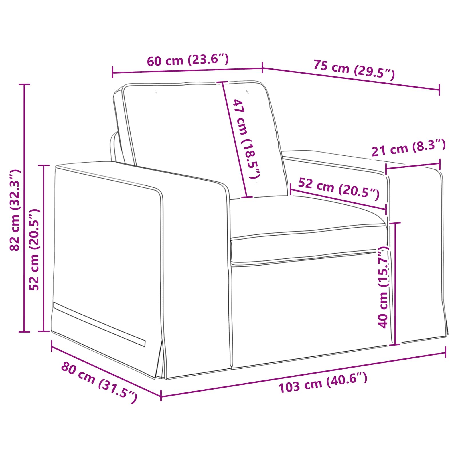 Sofa Krema 103 x 80 x 82 cm tkanina