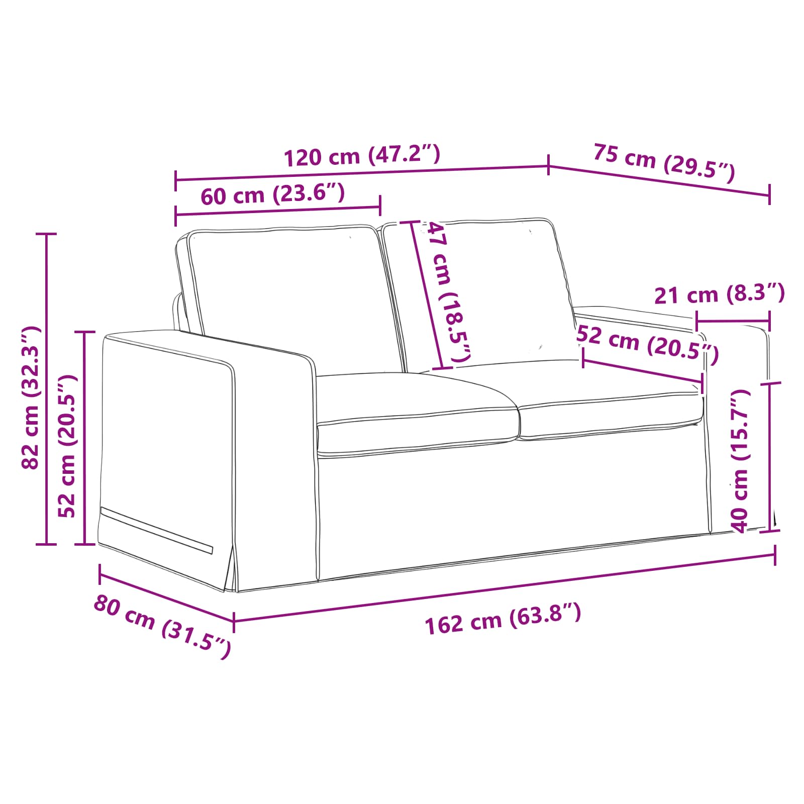 Sofa Sivo-smeđa 162 x 80 x 82 cm tkanina