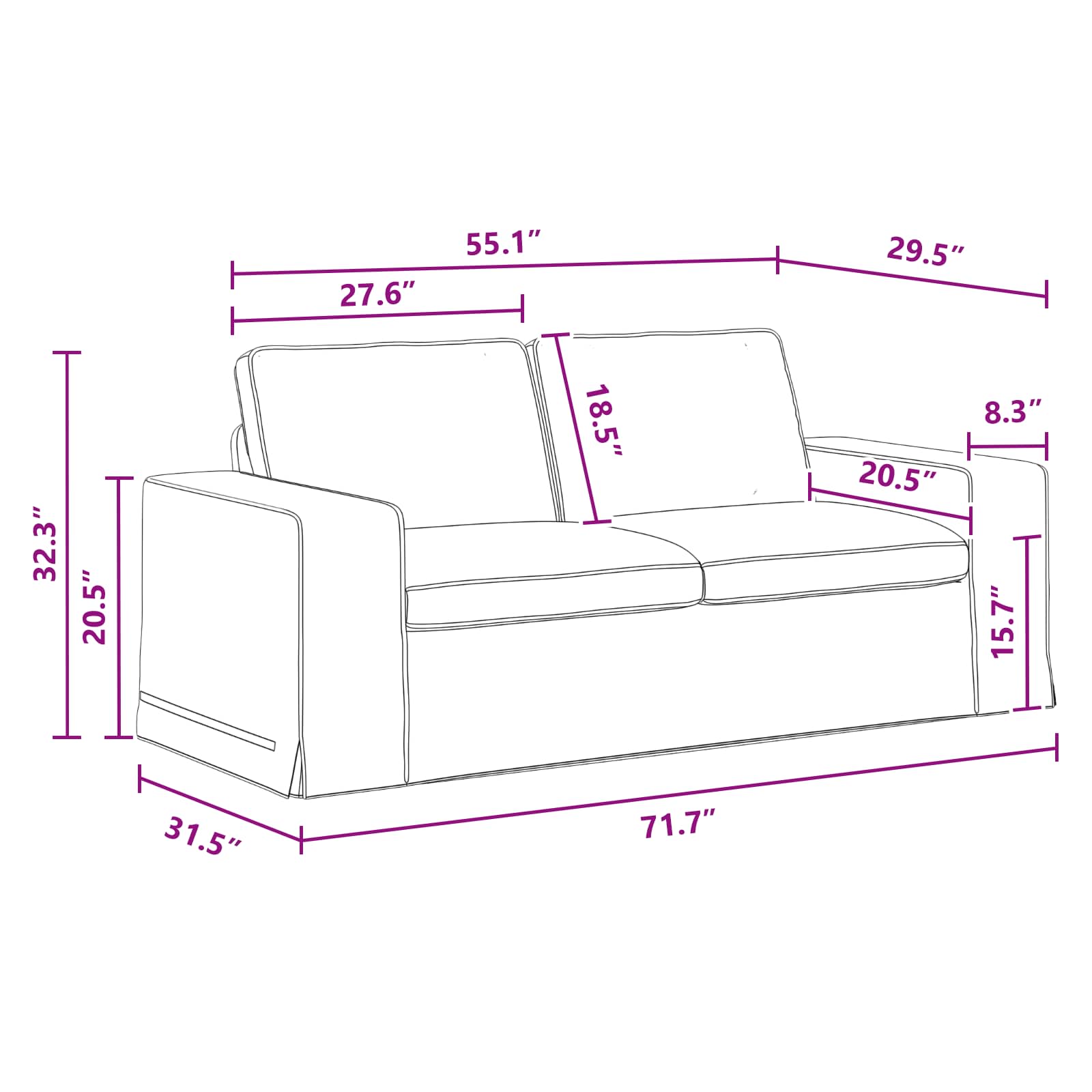 Sofa Tamno siva 182 x 80 x 82 cm tkanina