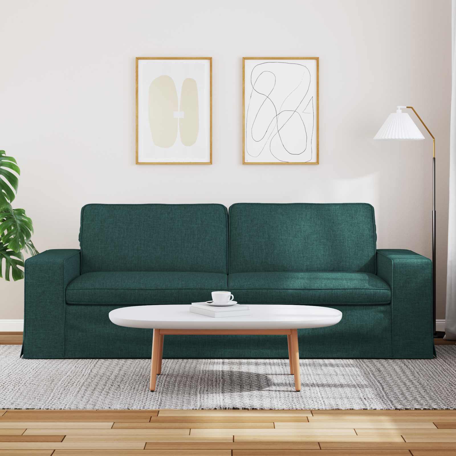 Sofa Tamnozelena 222 x 80 x 82 cm tkanina