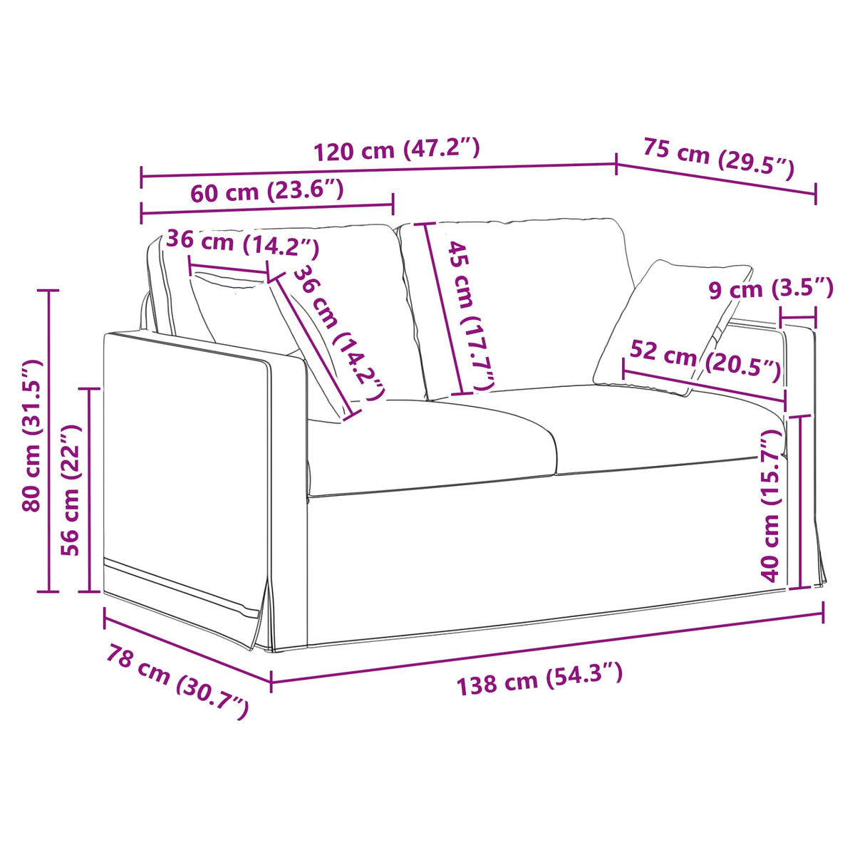Sofa Crna 138 x 78 x 80 cm Baršun