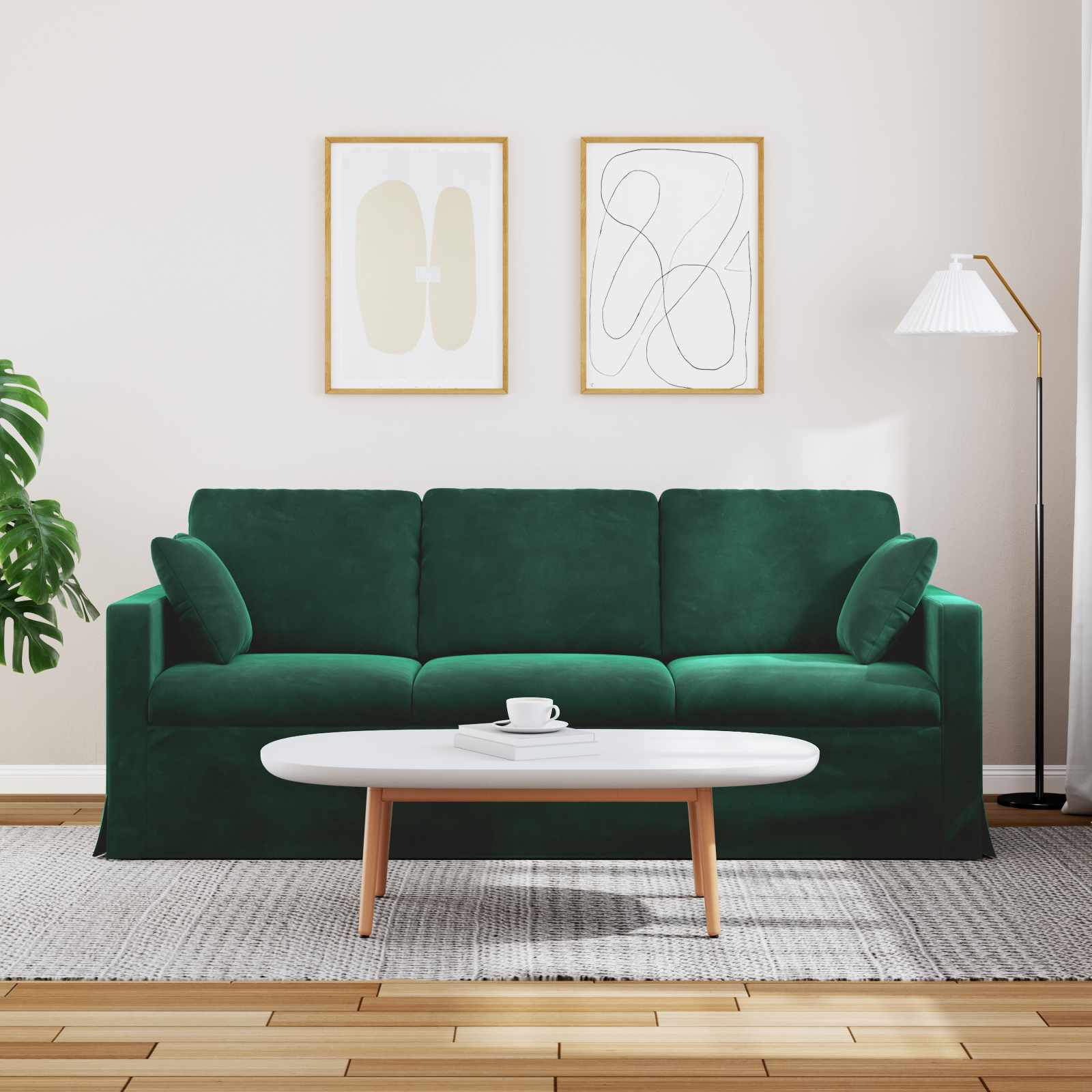 Sofa Tamnozelena 198 x 78 x 80 cm Baršun