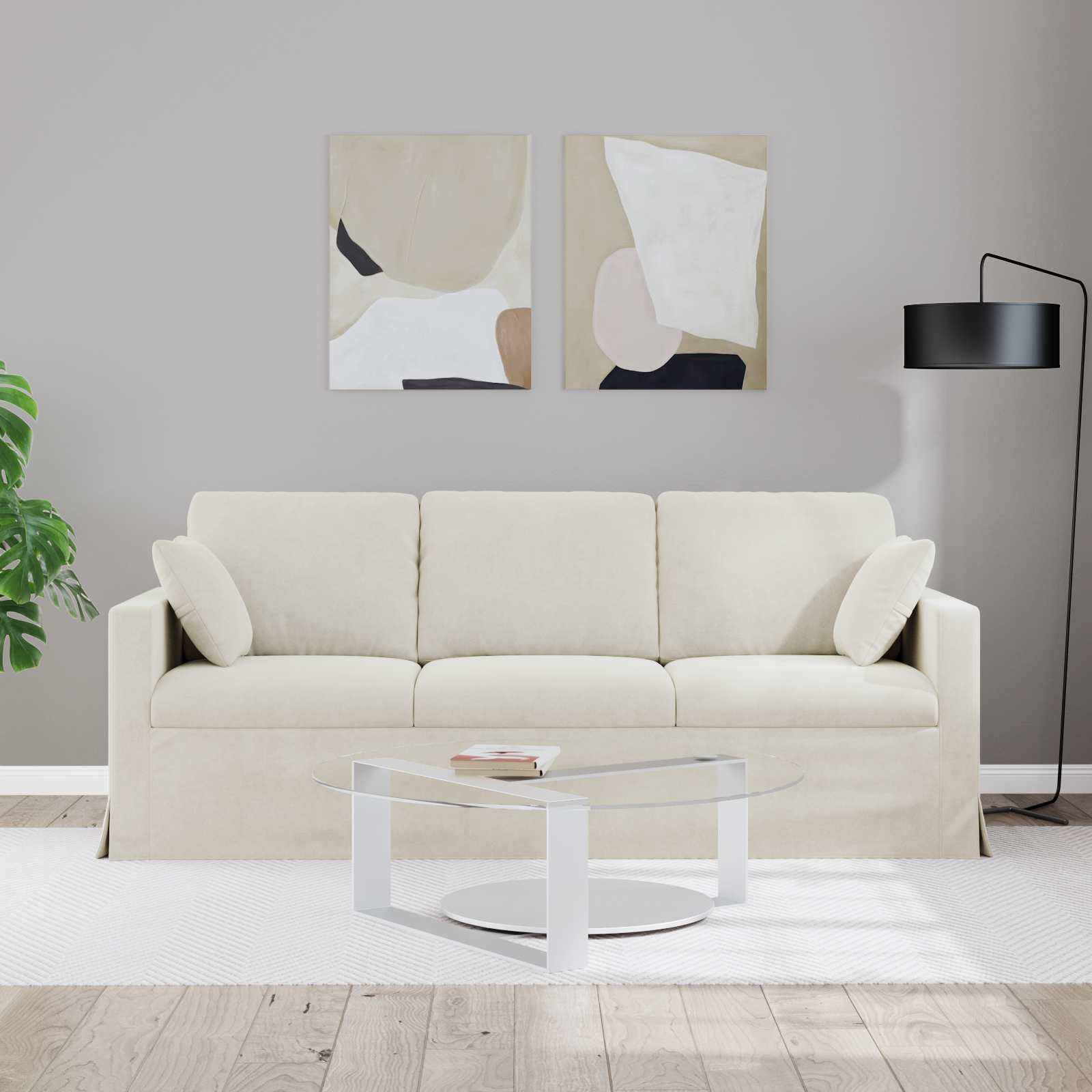 Sofa Krema 198 x 78 x 80 cm Baršun