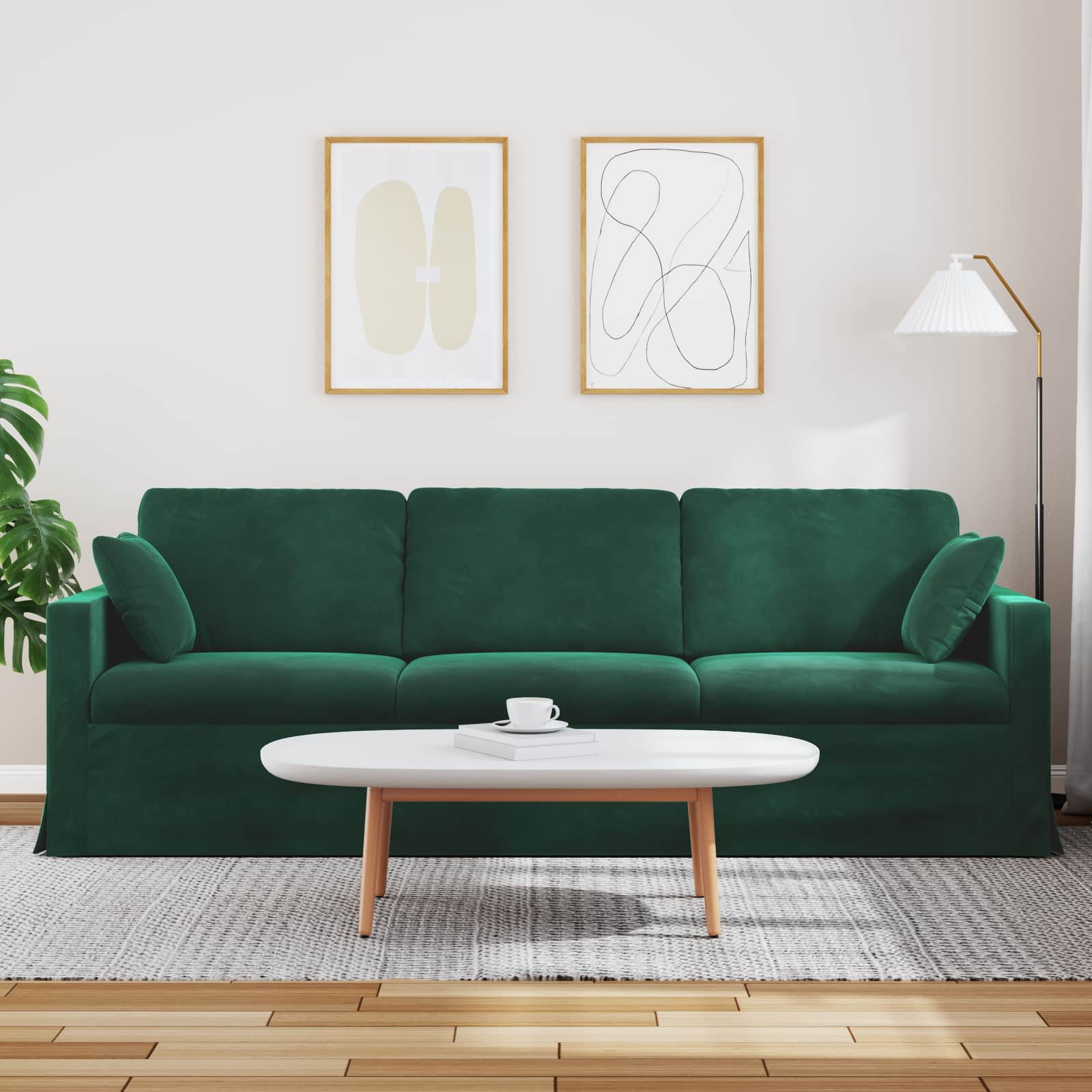 Sofa Tamnozelena 228 x 78 x 80 cm Baršun