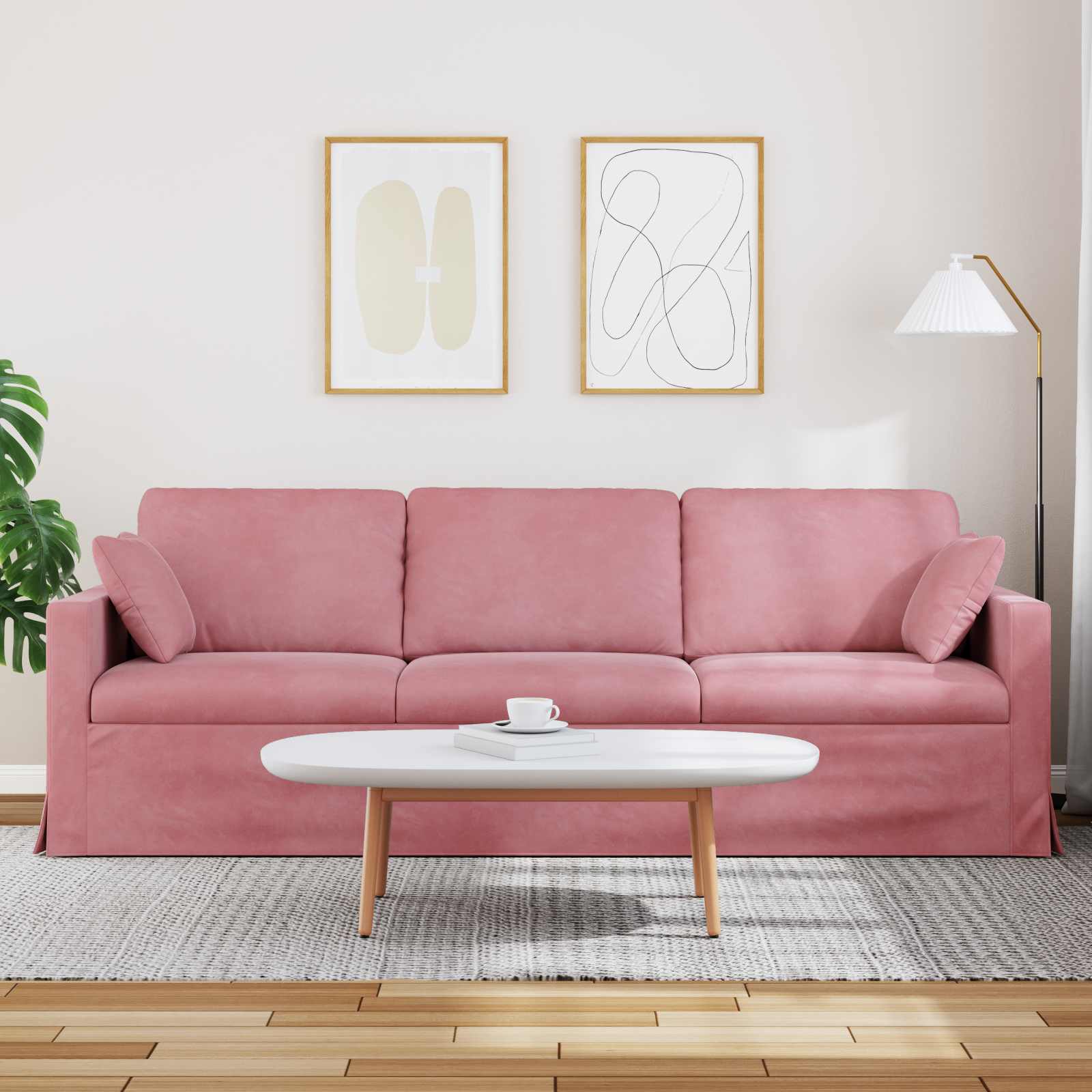 Sofa Ružičasta 228 x 78 x 80 cm Baršun
