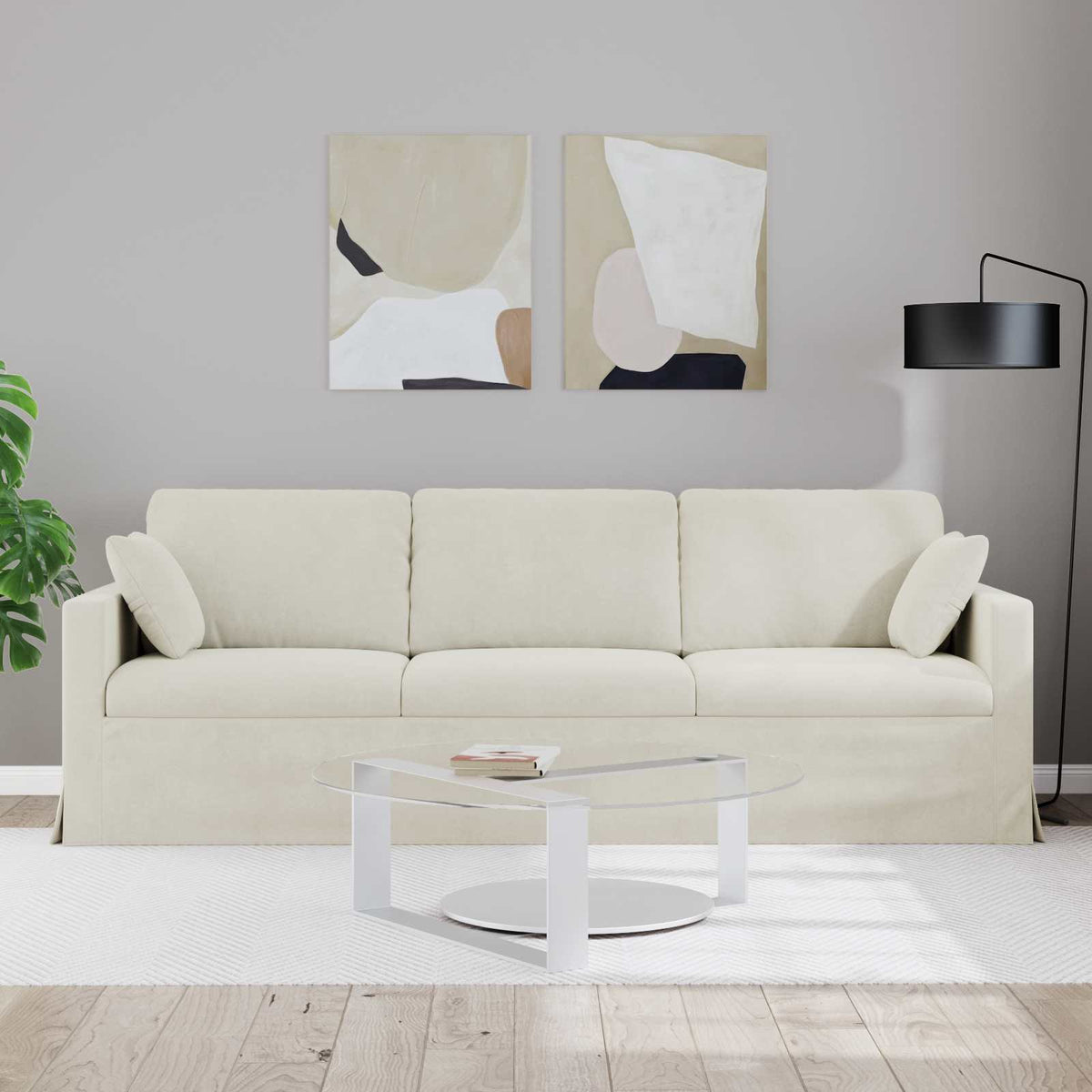 Sofa Krema 228 x 78 x 80 cm Baršun