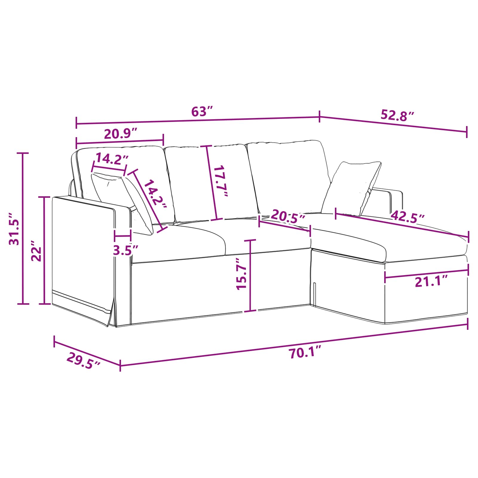 Sofa Tamno siva 178 x 134 x 80 cm Baršun