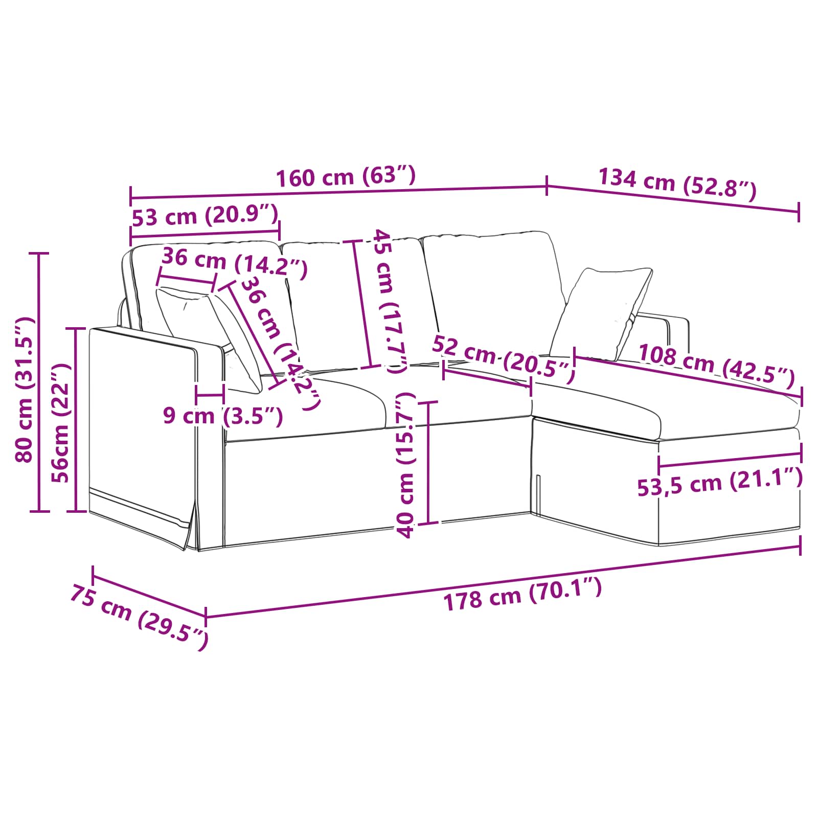 Sofa Vinska crvena 178 x 134 x 80 cm Baršun