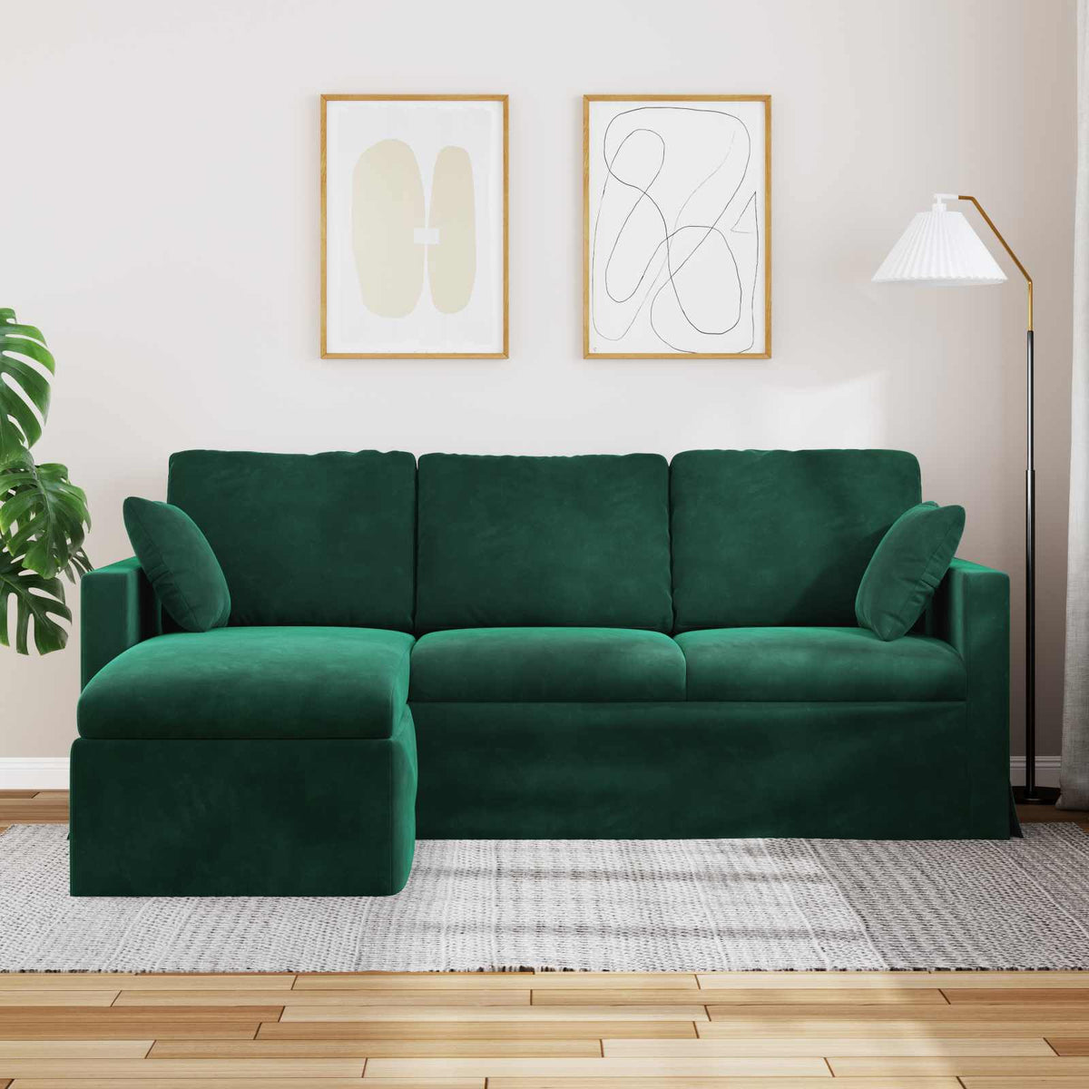 Sofa Tamnozelena 198 x 134 x 80 cm Baršun