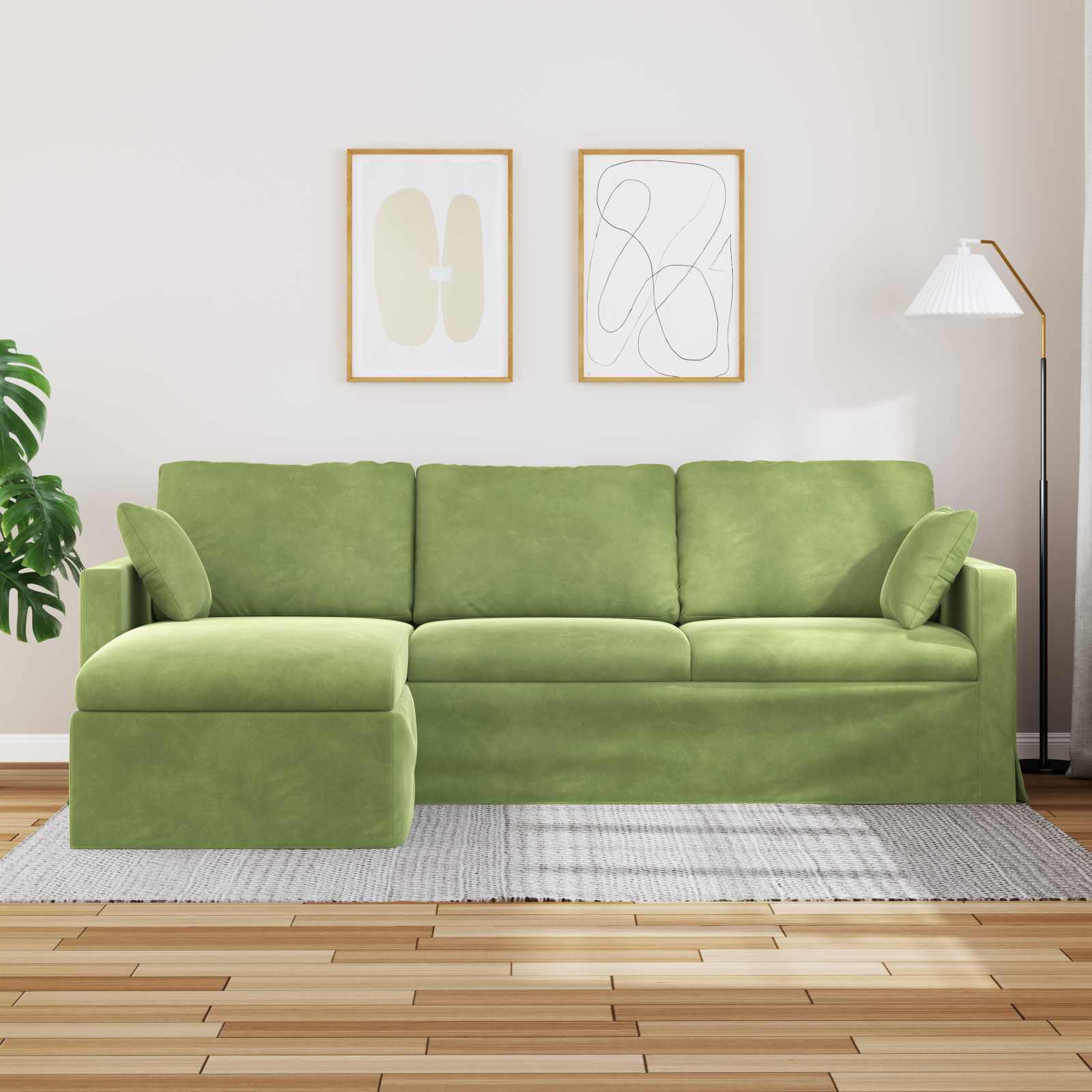 Sofa Svijetlo zelena 228 x 134 x 80 cm Baršun