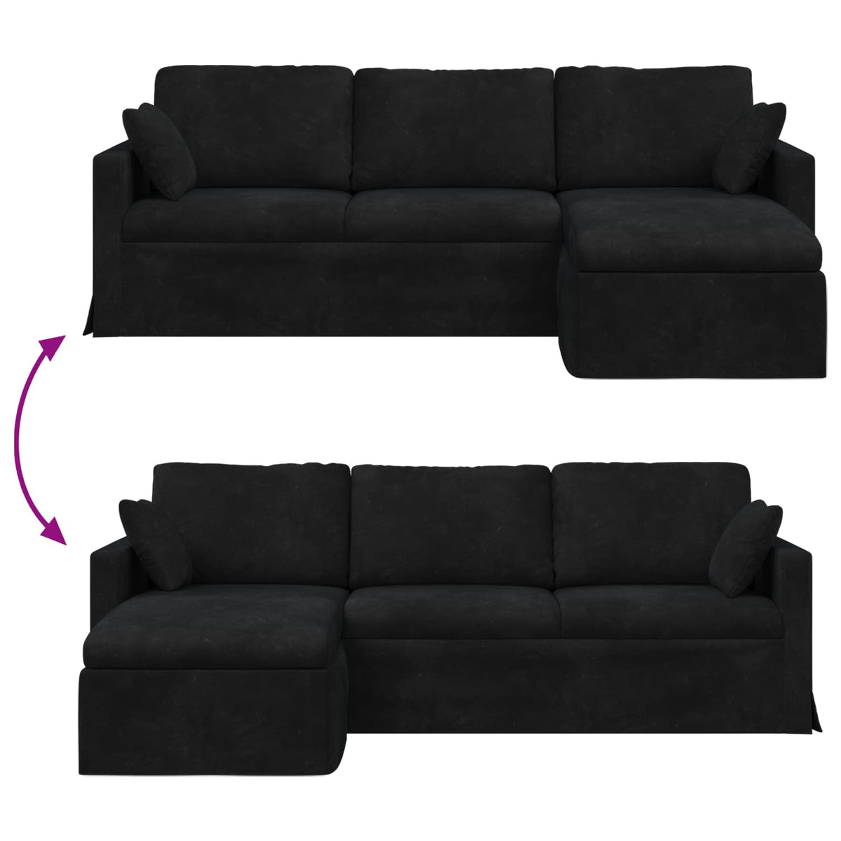 Sofa Crna 228 x 134 x 80 cm Baršun