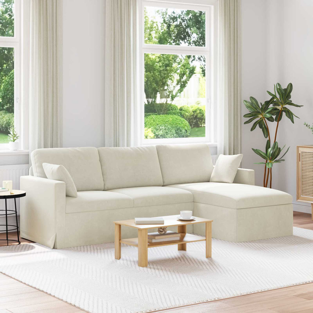 Sofa Krema 228 x 134 x 80 cm Baršun
