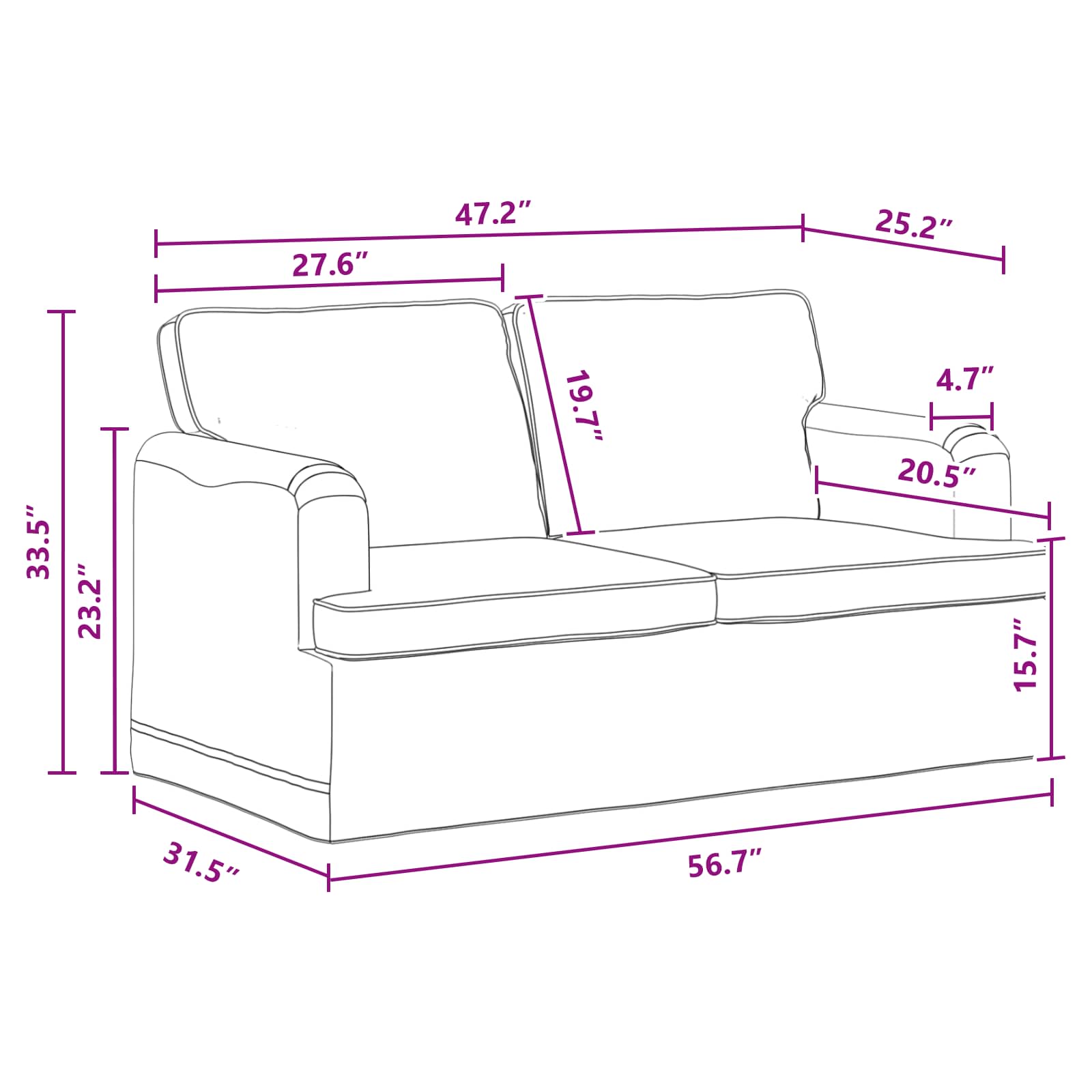 Sofa Tamno siva 144 x 80 x 85 cm tkanina