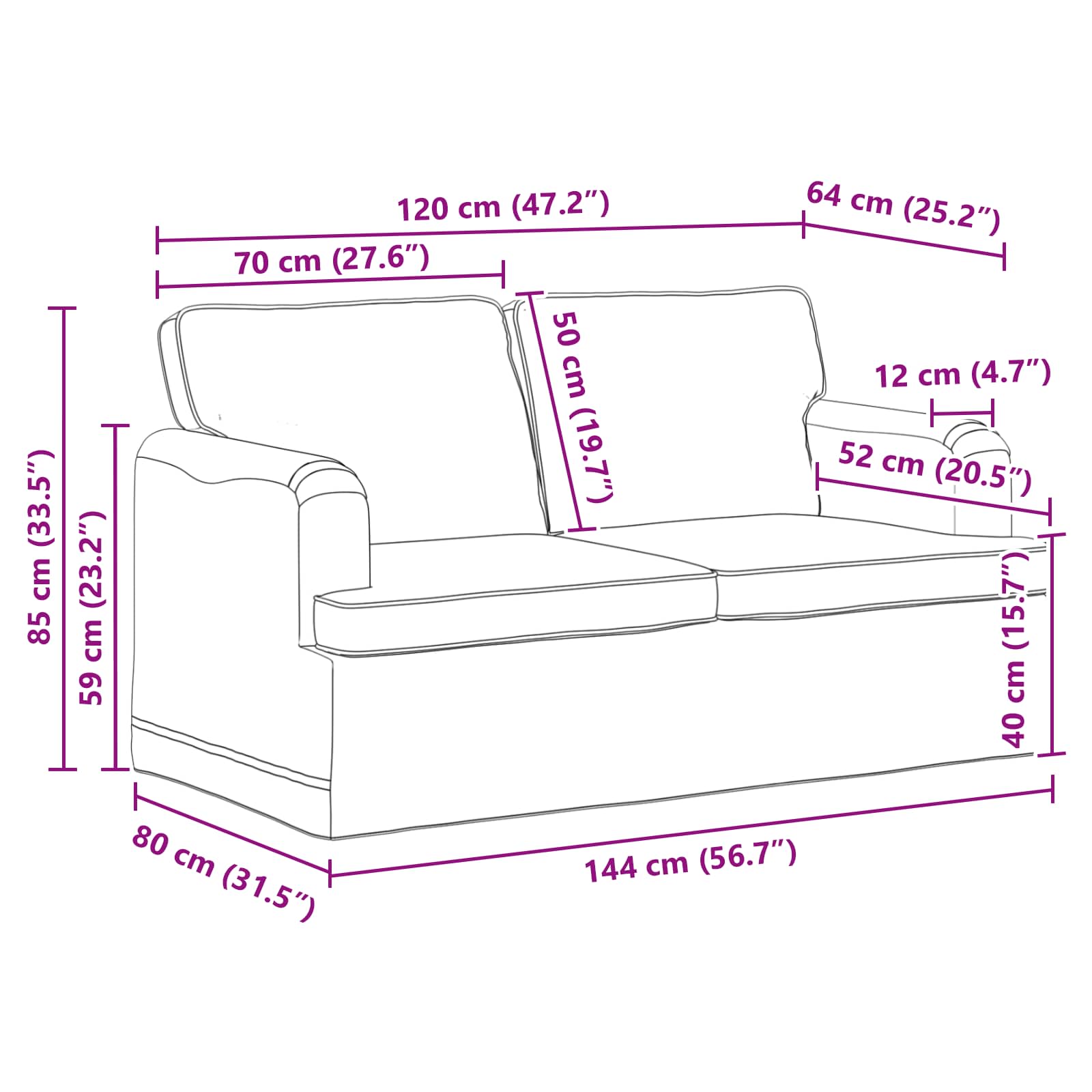 Sofa Plava 144 x 80 x 85 cm tkanina