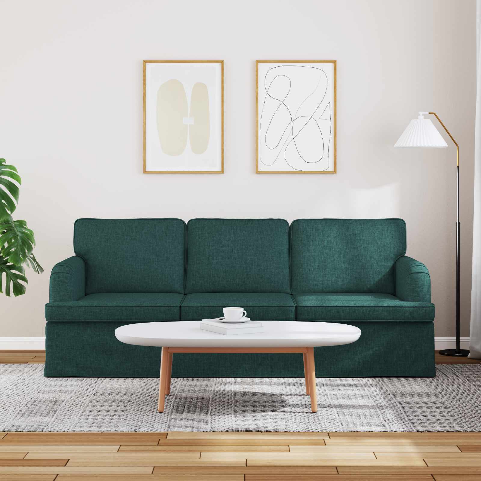 Sofa Tamnozelena 201 x 80 x 85 cm tkanina