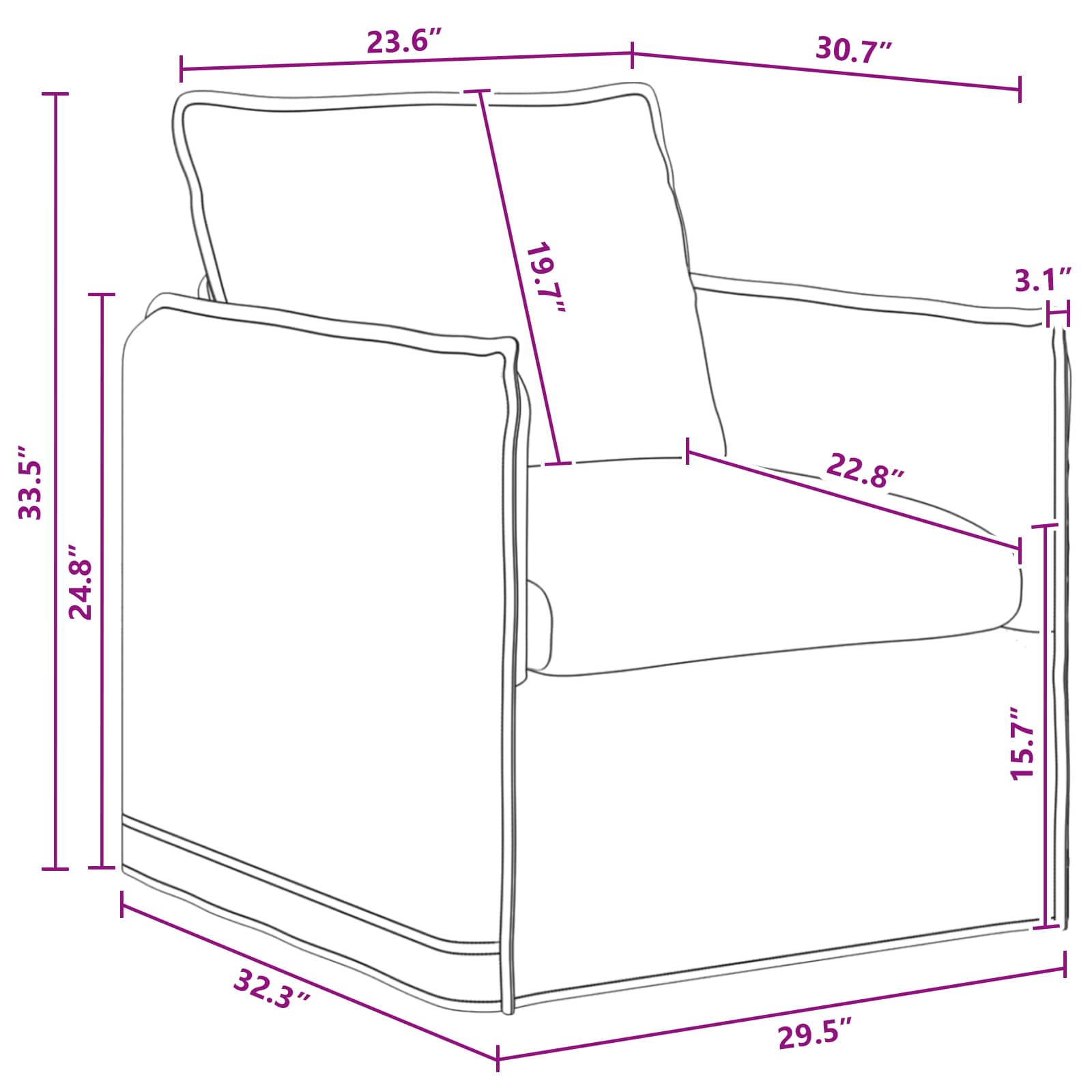 Sofa Tamno siva 75 x 82 x 85 cm tkanina
