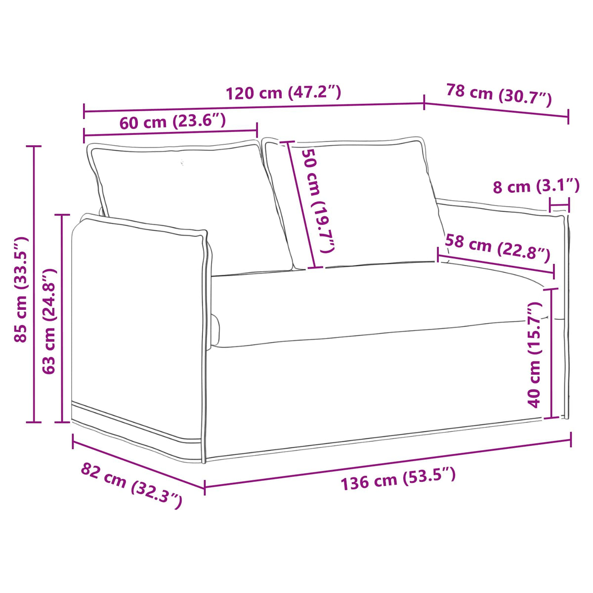 Sofa Crna 136 x 82 x 85 cm tkanina