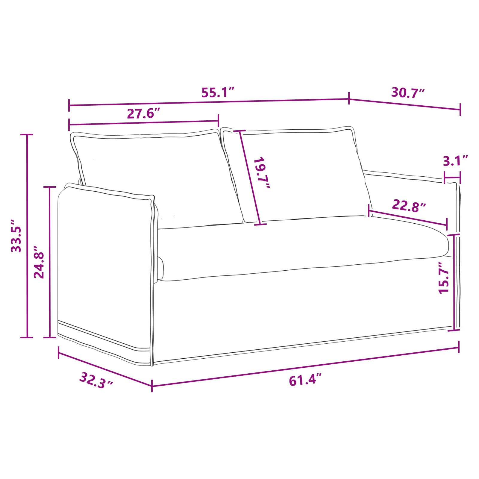 Sofa Tamno siva 156 x 82 x 85 cm tkanina