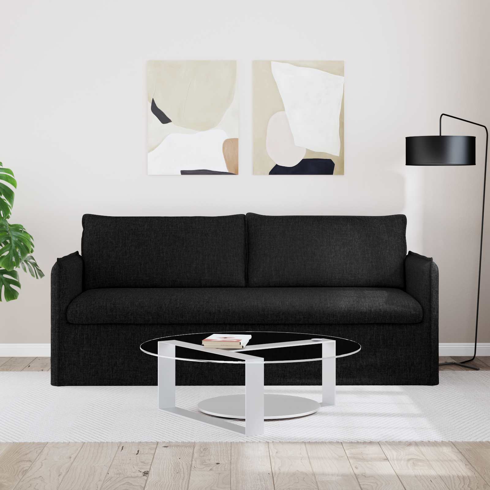 Sofa Crna 196 x 82 x 85 cm tkanina
