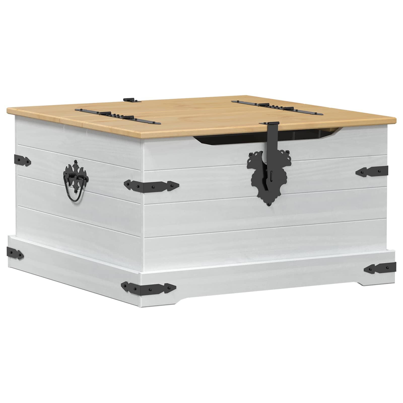 storage box s policom Bijelo 78 x 78 x 45 cm Čvrsto borovo drvo