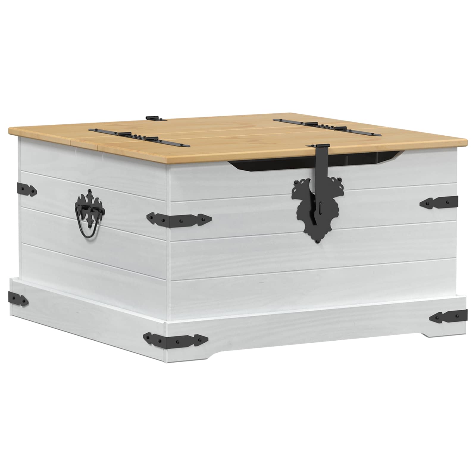 storage box s policom Bijelo 78 x 78 x 45 cm Čvrsto borovo drvo