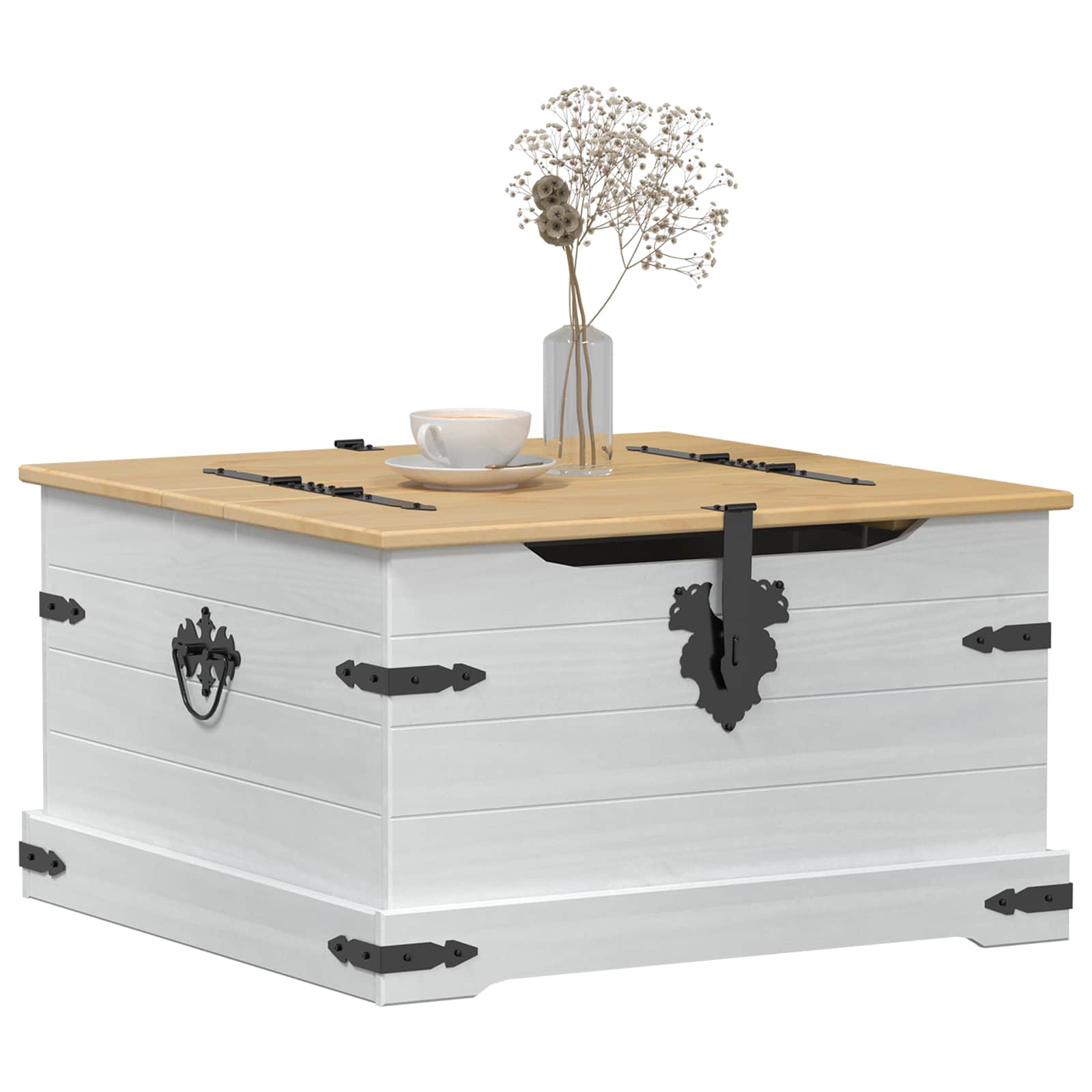 storage box s policom Bijelo 78 x 78 x 45 cm Čvrsto borovo drvo