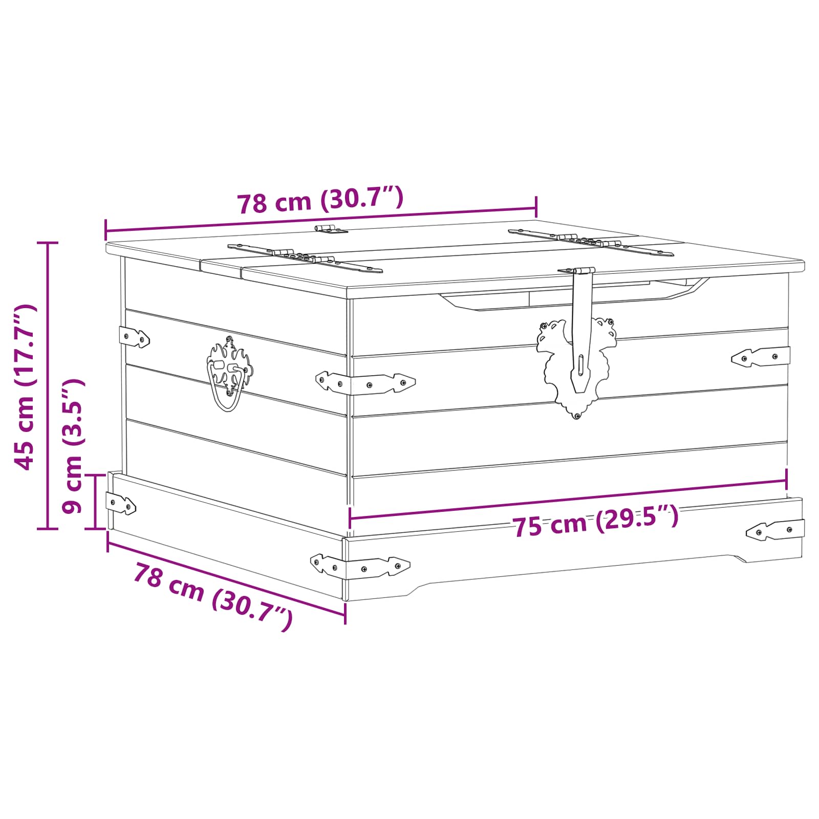 storage box s policom Bijelo 78 x 78 x 45 cm Čvrsto borovo drvo