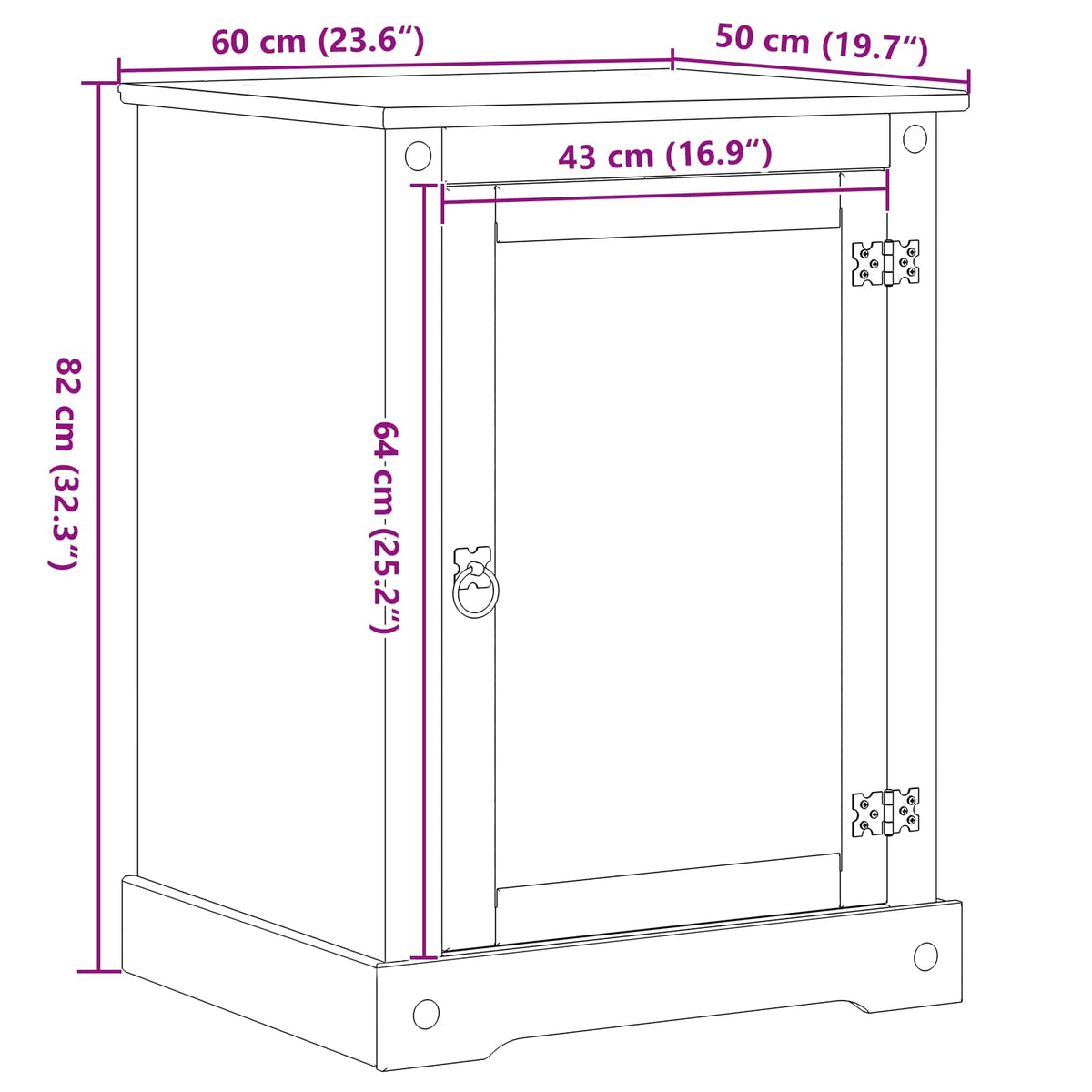 HiFi ormar Bijelo 60 x 50 x 82 cm Čvrsto borovo drvo