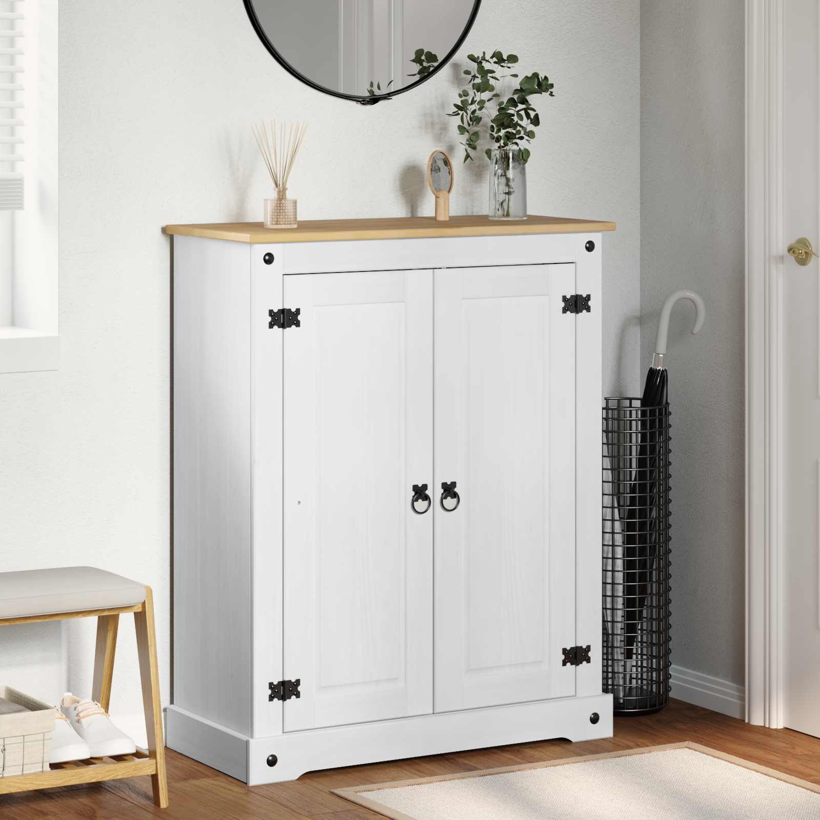 Ormar za cipele Bijelo 86 x 38,5 x 108 cm Čvrsto borovo drvo