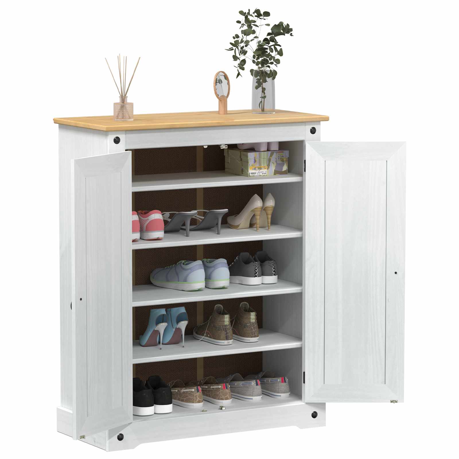 Ormar za cipele Bijelo 86 x 38,5 x 108 cm Čvrsto borovo drvo