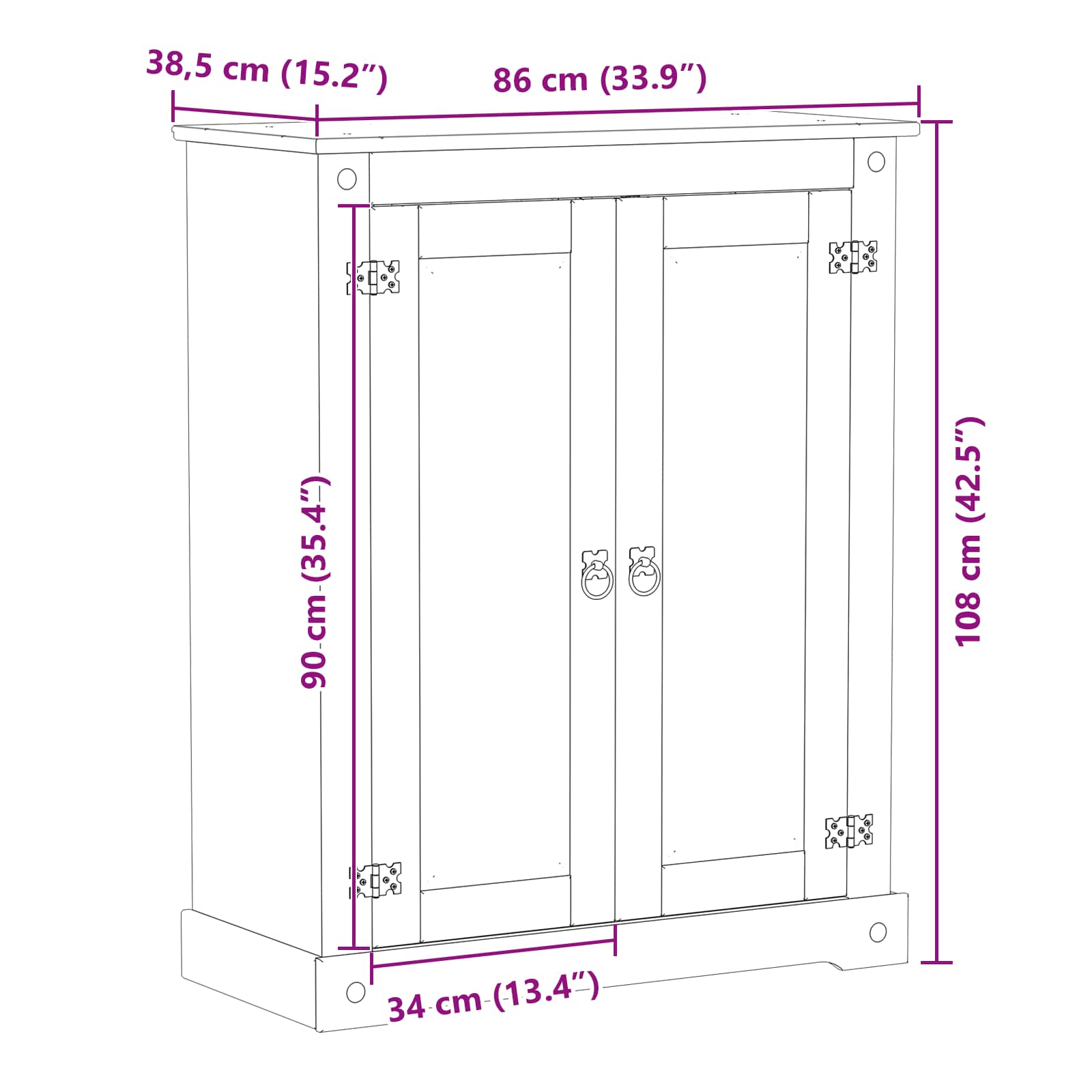 Ormar za cipele Bijelo 86 x 38,5 x 108 cm Čvrsto borovo drvo