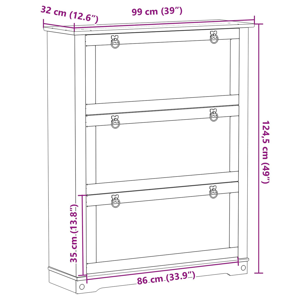 Ormar za cipele s ladicama Corona Bijelo 99 x 32 x 122 cm