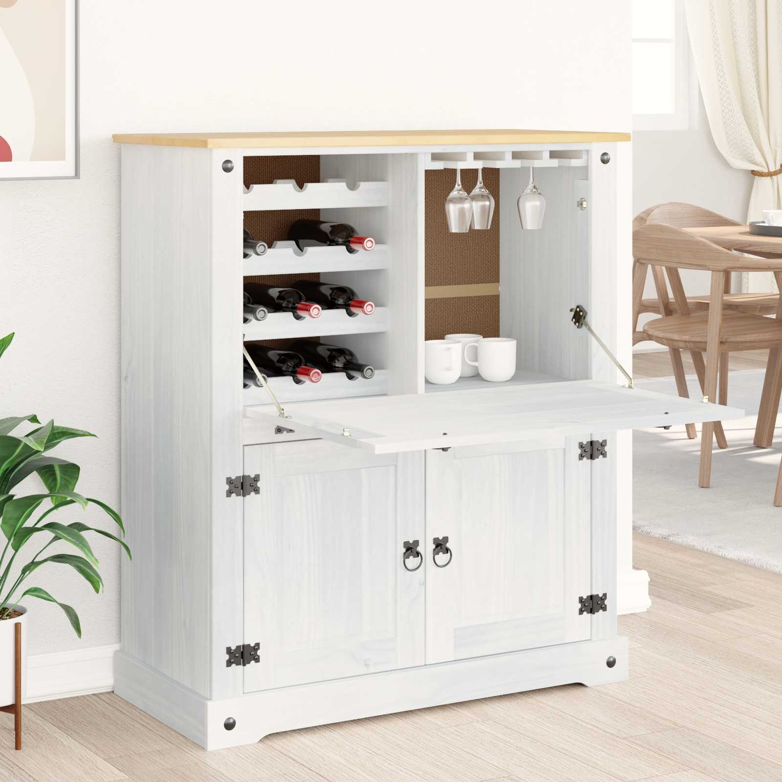 Ormar za vino Bijelo 97 x 45 x 114 cm Čvrsto borovo drvo