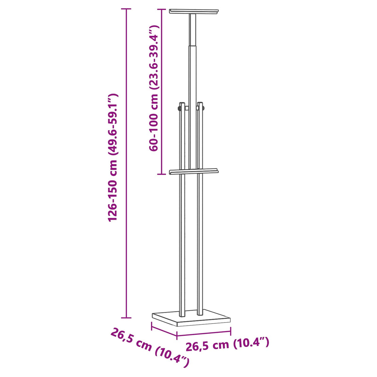 Stalci za sajmove Crna 26,5 x 26,5 x 150 cm Čelik