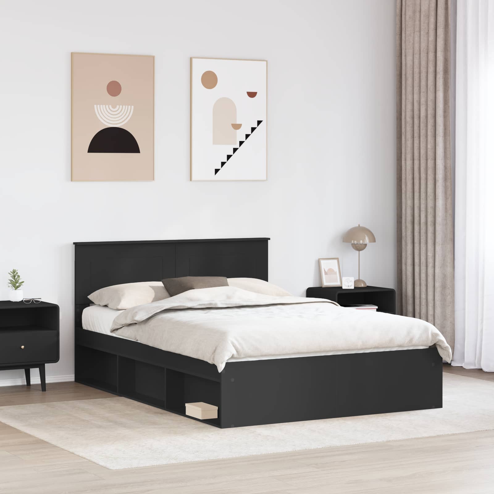 Krevetna konstrukcija Crna 150 x 200 cm Konstruirano drvo
